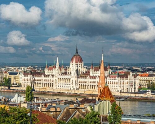 aerial-shot-hungarian-parliament-building-budapest-hungary-cloudy-sky_181624-41802